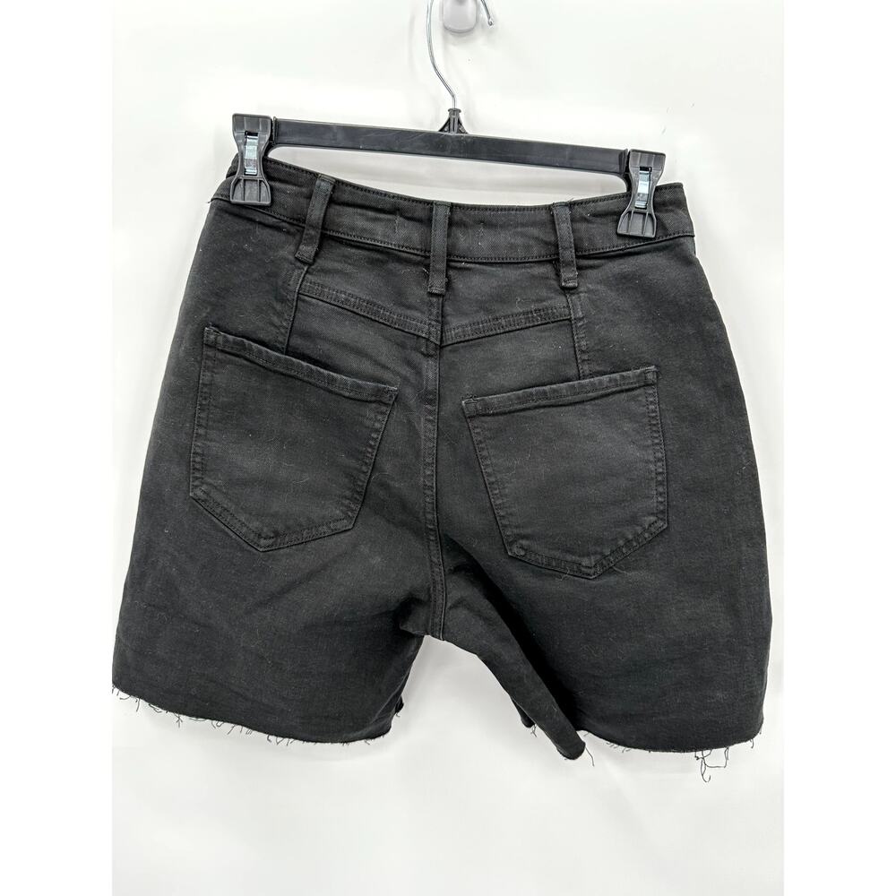 FREE PEOPLE NWT Black Denim Raw Hem Cut Off Shorts // 26 - Picture 5 of 7